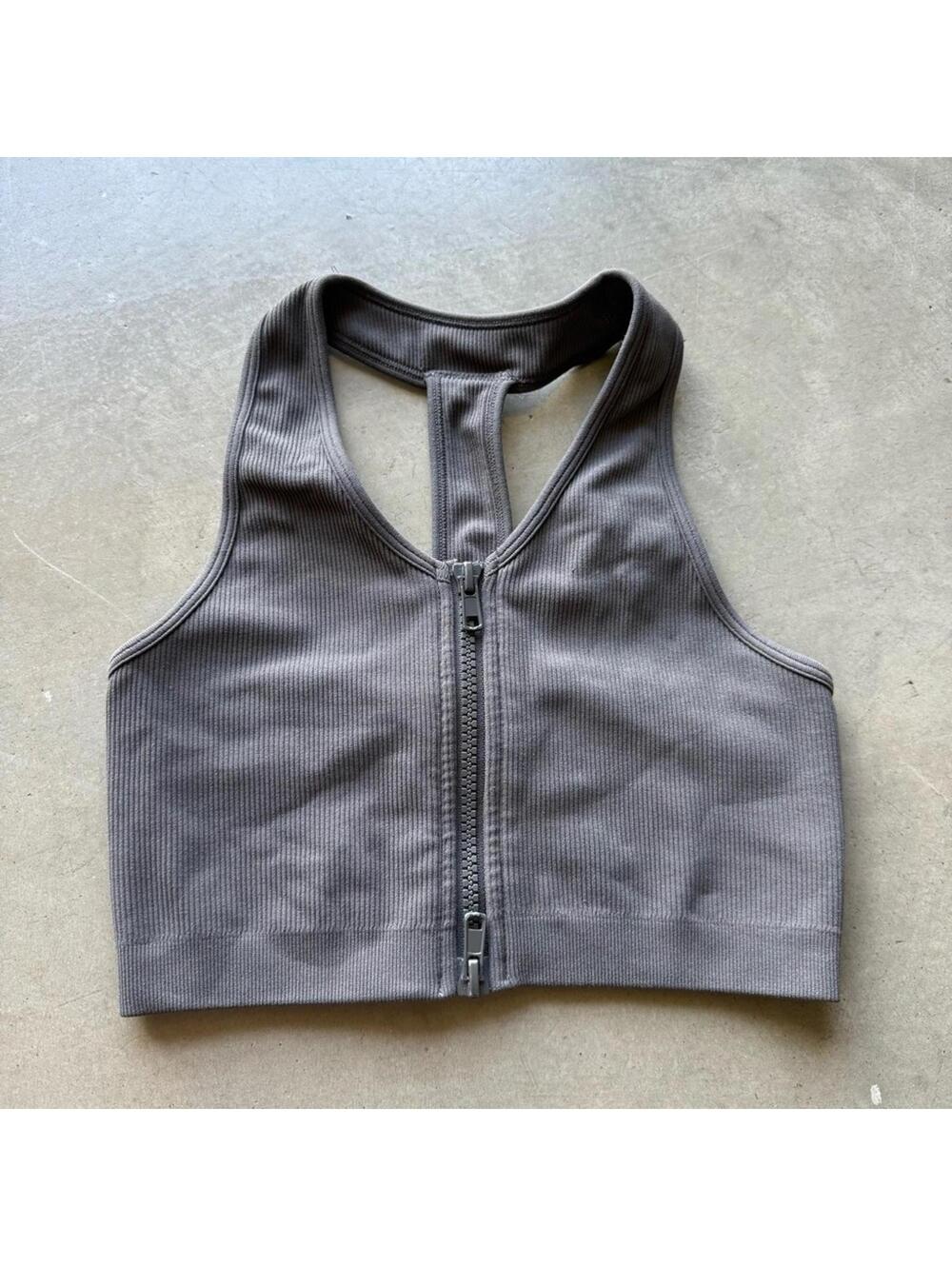 SET Active / Front Zip Sports Bra / Gray